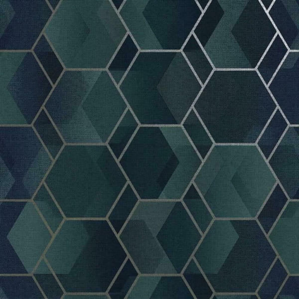 Metallic Honeycomb Wallpaper Teal