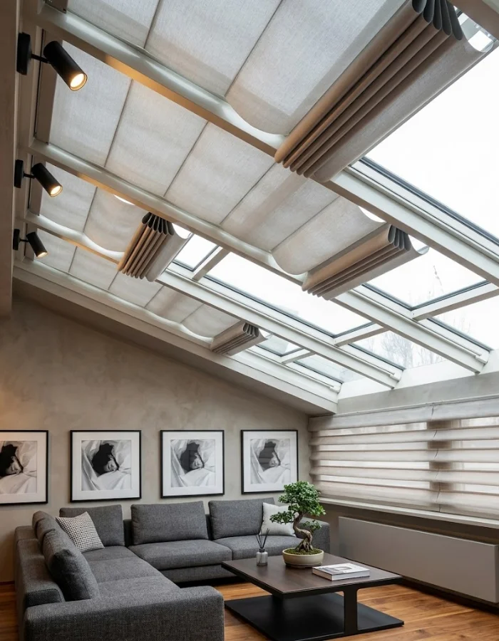 Retractable Roman Skylight Shades 13 Soft Fold Retractable Roman Skylight Shade Dubai